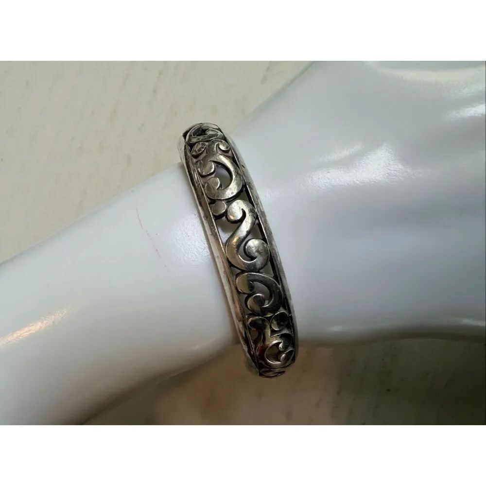Brighton Contempo Silver Scroll Hinged Bangle Bracelet